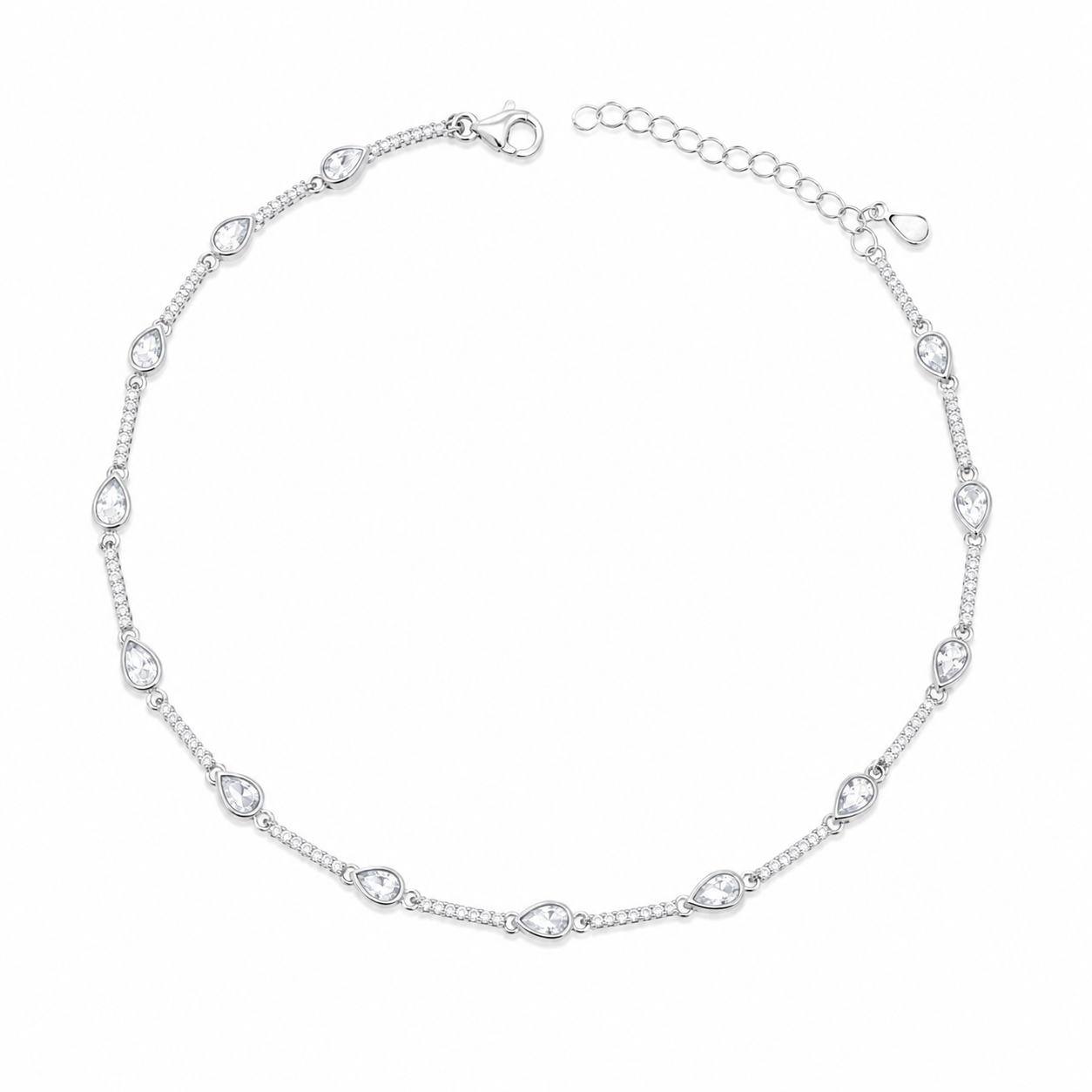 Dewdrop Glimmer 925 Silver Anklet