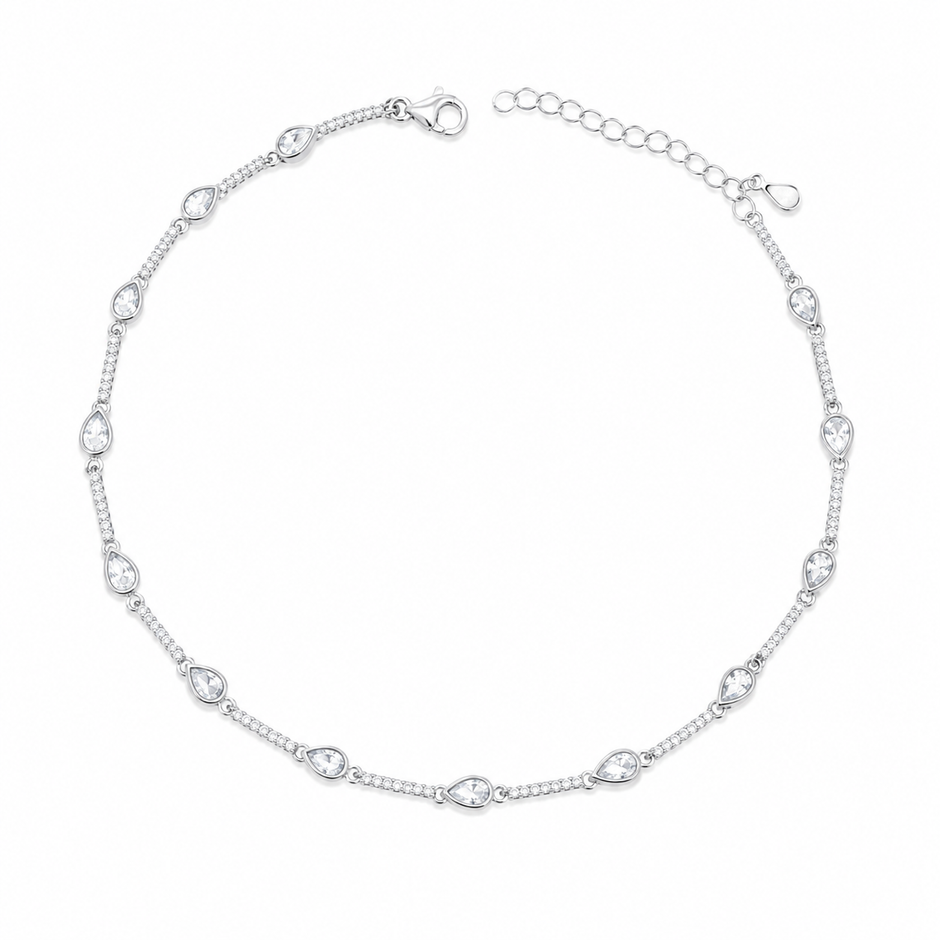 Dewdrop Glimmer 925 Silver Anklet