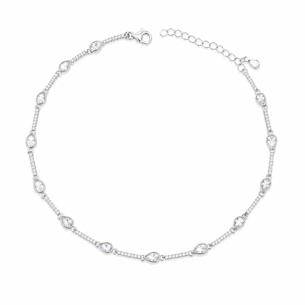 Dewdrop Glimmer 925 Silver Anklet