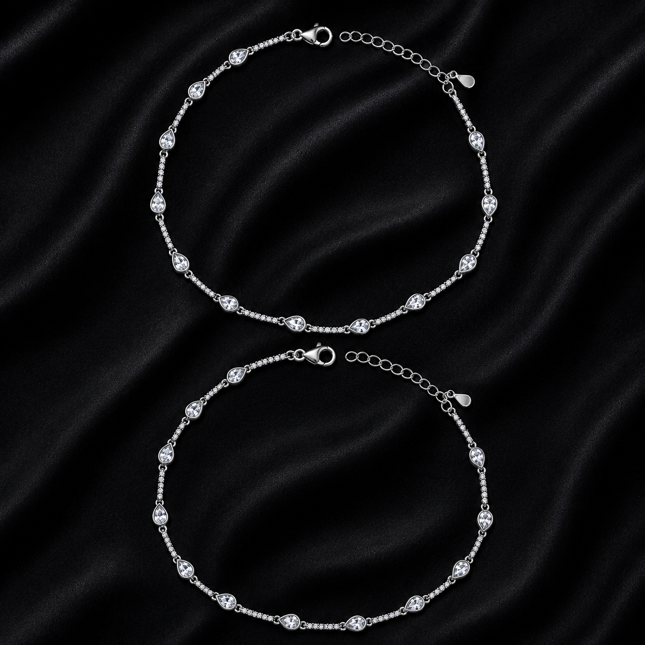 Dewdrop Glimmer 925 Silver Anklet
