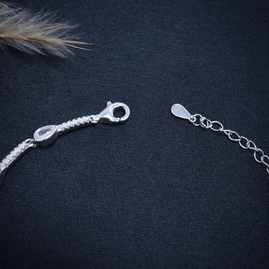 Dewdrop Glimmer 925 Silver Anklet
