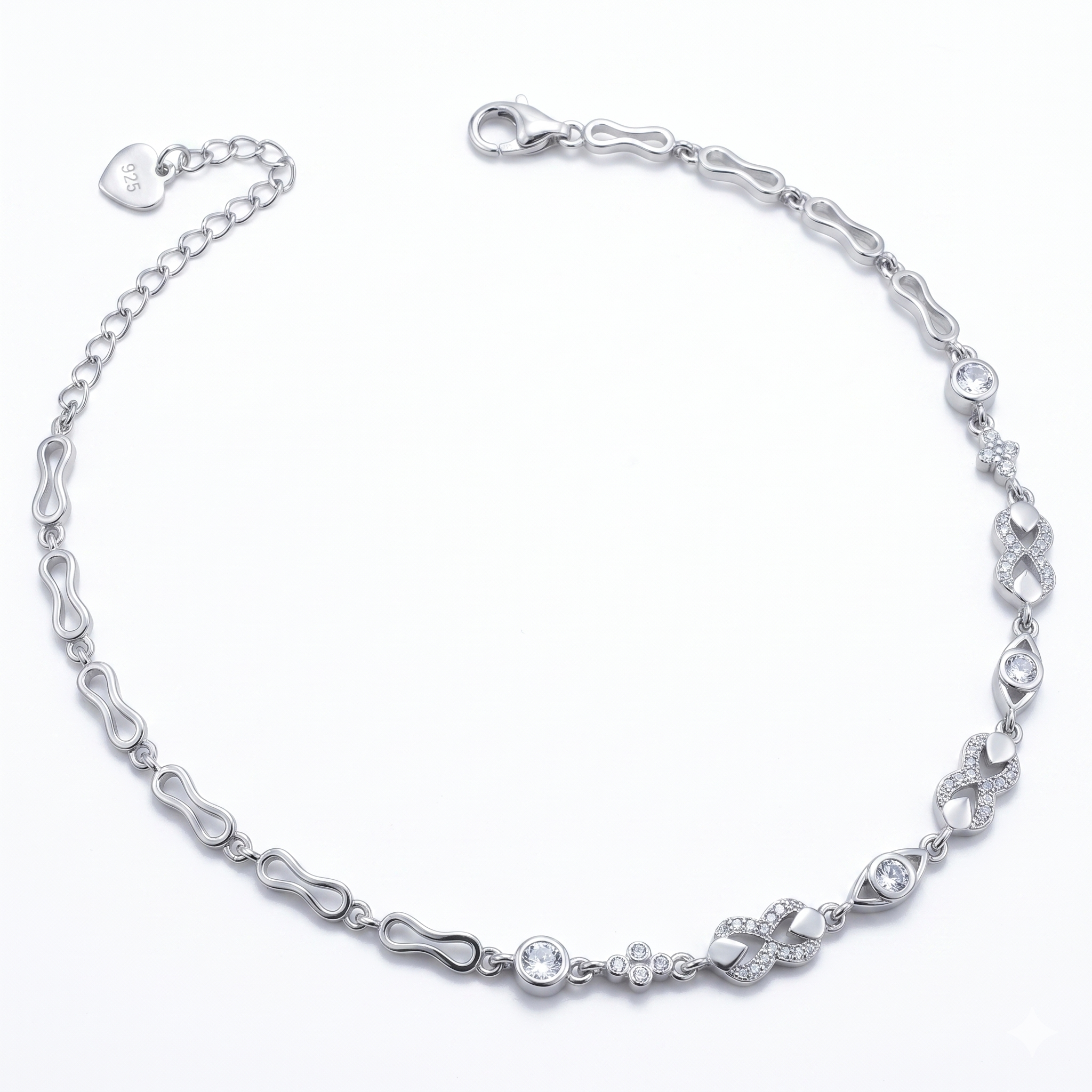 Infinity Sparkle 925 Silver Anklet