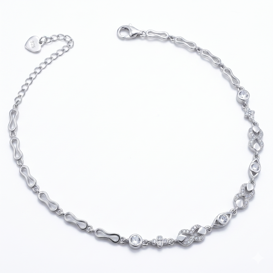 Infinity Sparkle 925 Silver Anklet