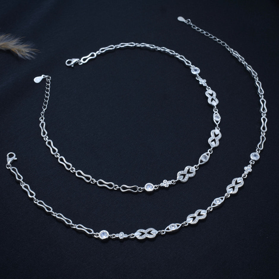 Loop Pattern Silver Anklet