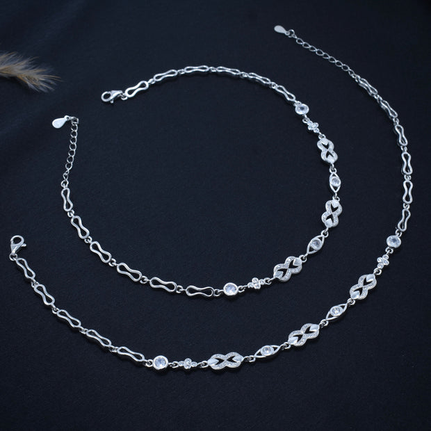 Loop Pattern Silver Anklet