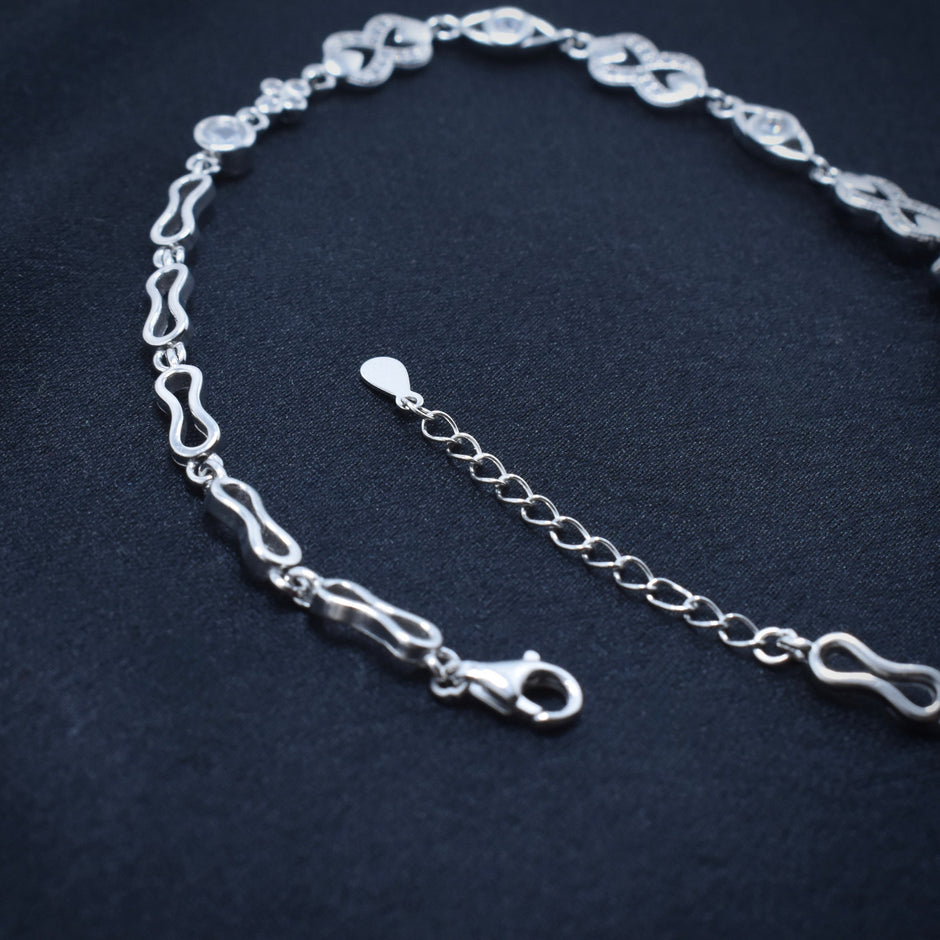 Loop Pattern Silver Anklet