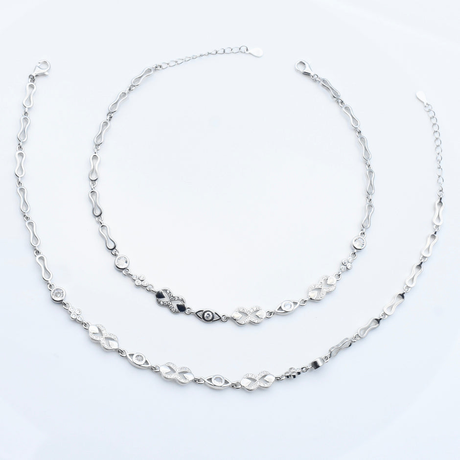 Loop Pattern Silver Anklet
