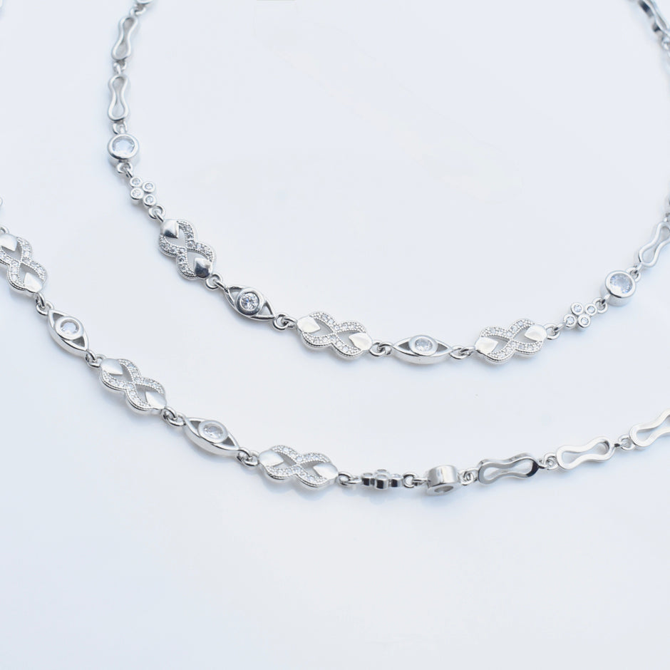 Loop Pattern Silver Anklet