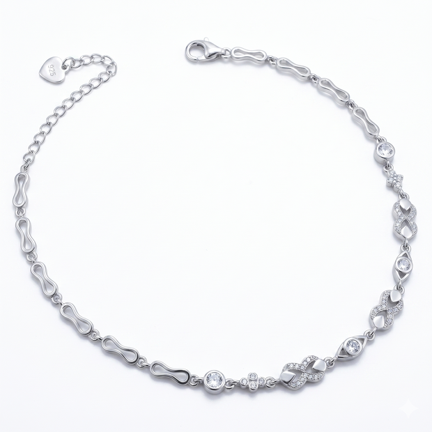 Infinity Sparkle 925 Silver Anklet