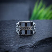 Antique Silver Layered Bar Texture Ring