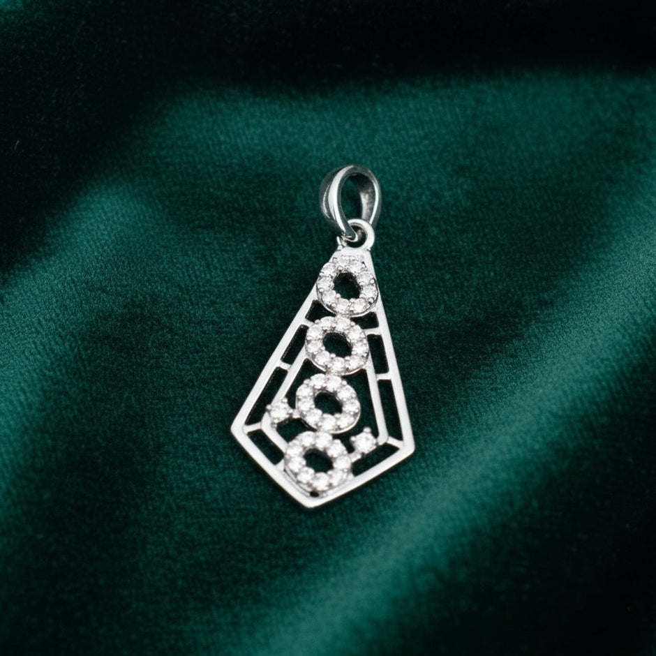 Oval Cluster Silver Pendant Set