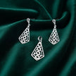 Geometric Drop Pendant Set with Chain and Earrings