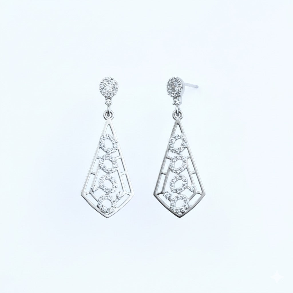 Oval Cluster Silver Pendant Set