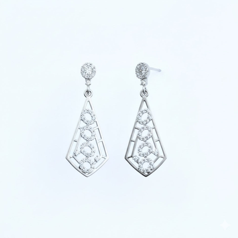 Oval Cluster Silver Pendant Set