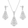 Geometric Drop Pendant Set with Chain and Earrings