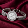 Triple Row Pavé Luxury Silver Watch