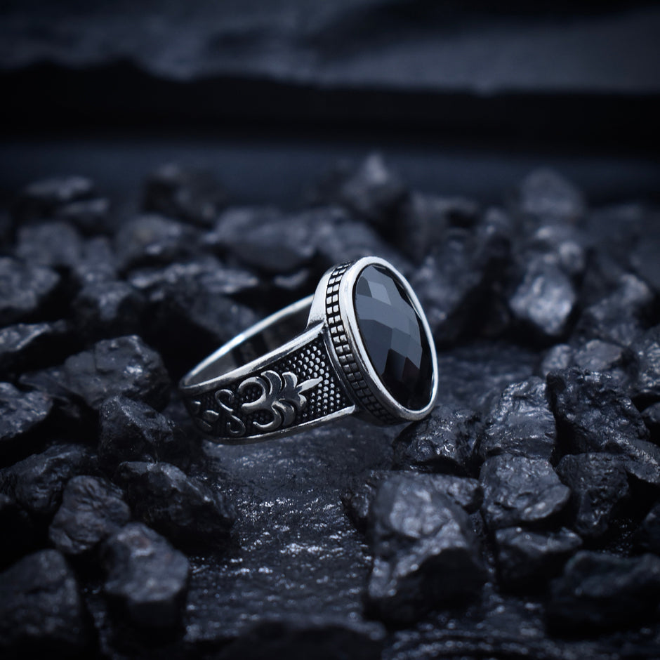 Black Onyx Oval Statement Silver Ring