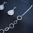 Circular Teardrop Necklace Silver Set