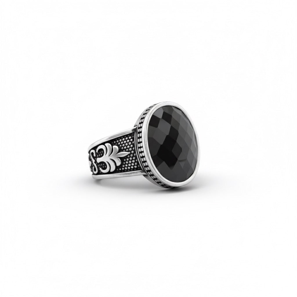 Black Onyx Oval Statement Silver Ring