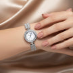 Triple Row Pavé Luxury Silver Watch