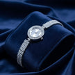 Triple Row Pavé Luxury Silver Watch