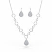 Circular Teardrop Necklace Silver Set