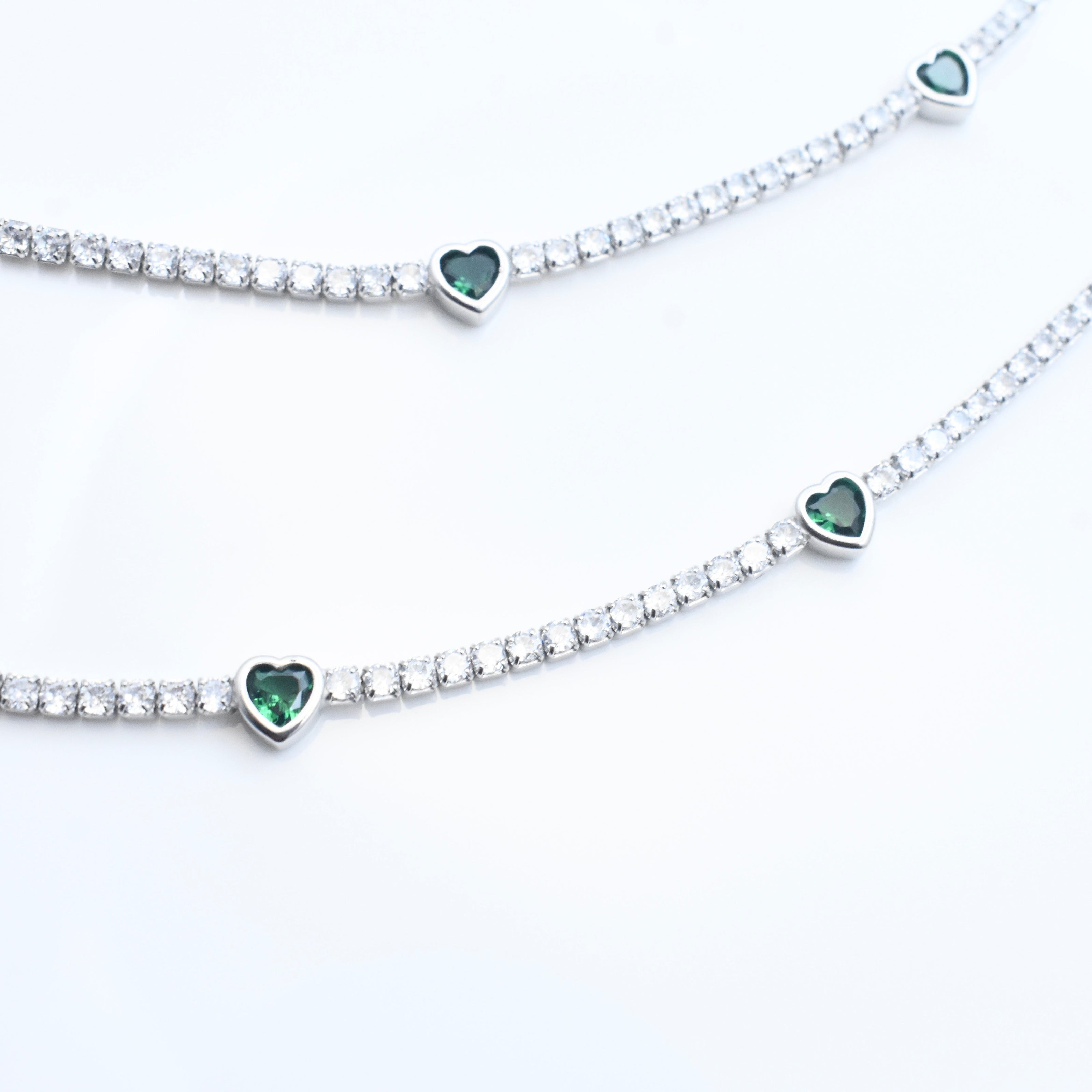 Green Heart Silver Anklet