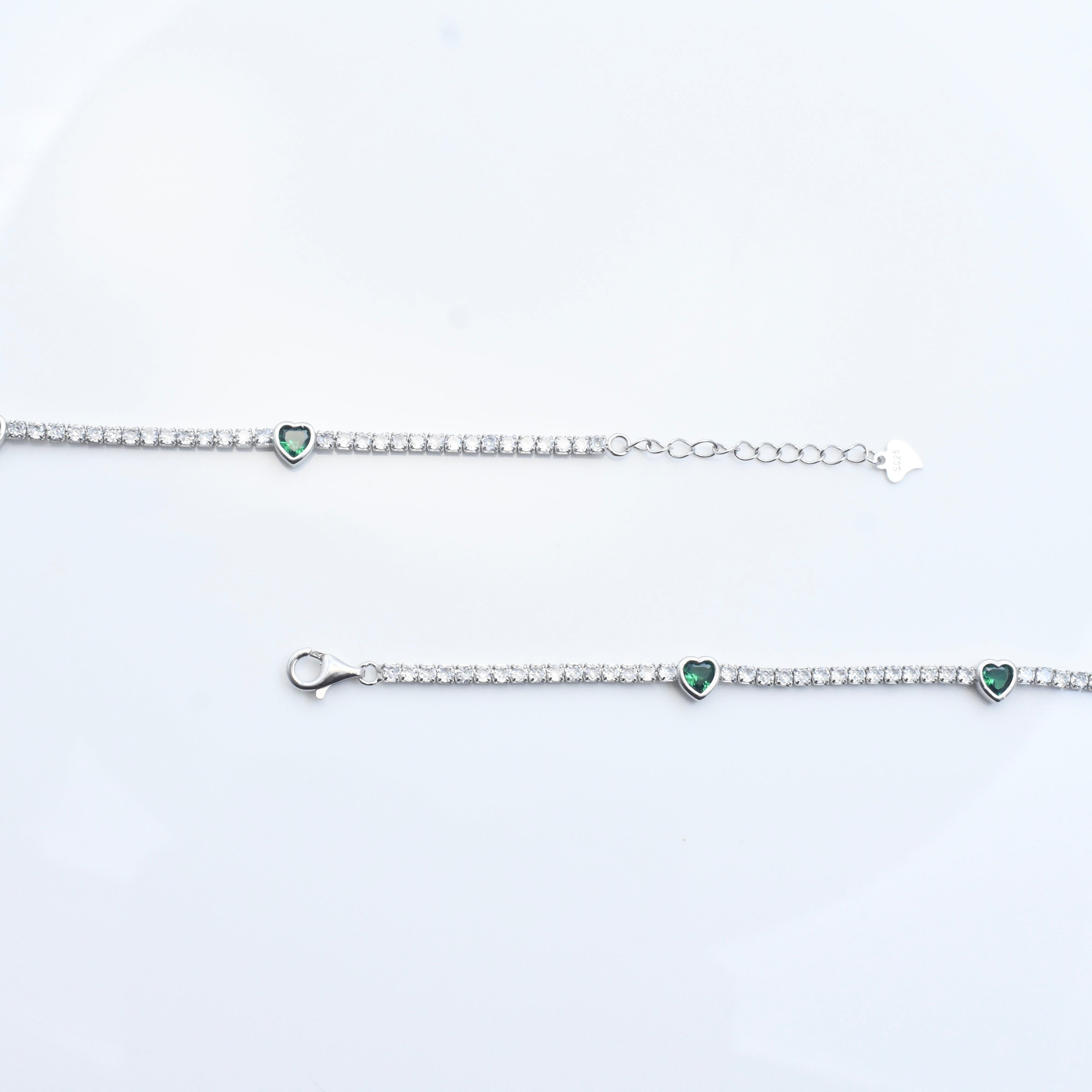 Green Heart Silver Anklet