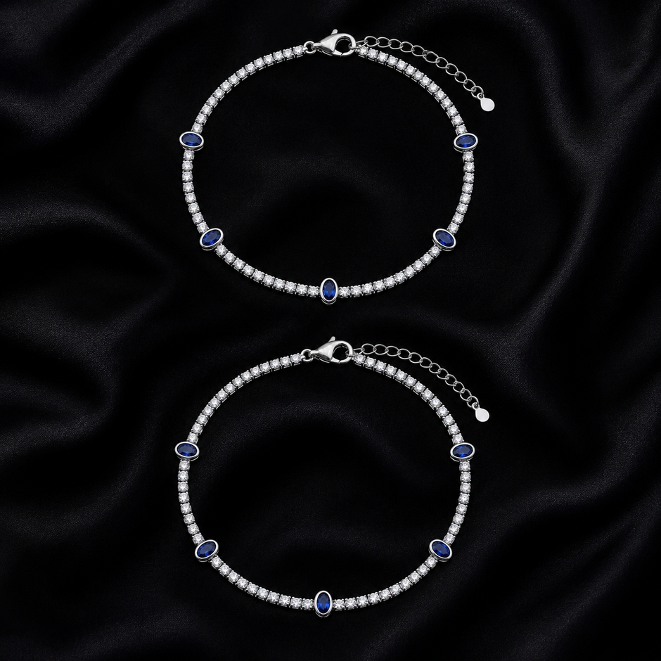 Midnight Sapphire 925 Silver Anklet