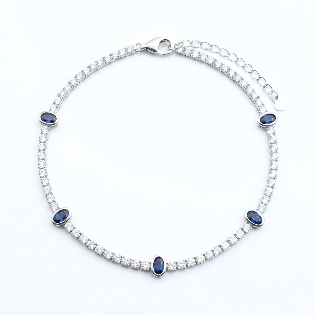 Midnight Sapphire 925 Silver Anklet