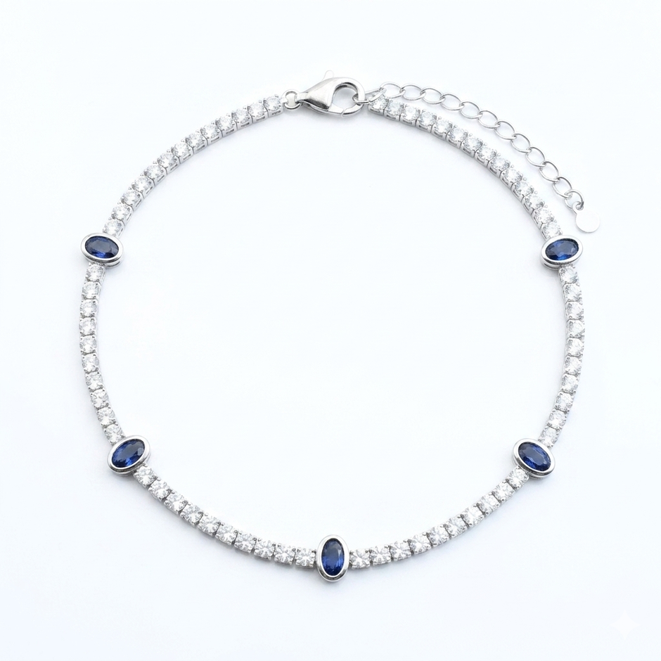 Midnight Sapphire 925 Silver Anklet