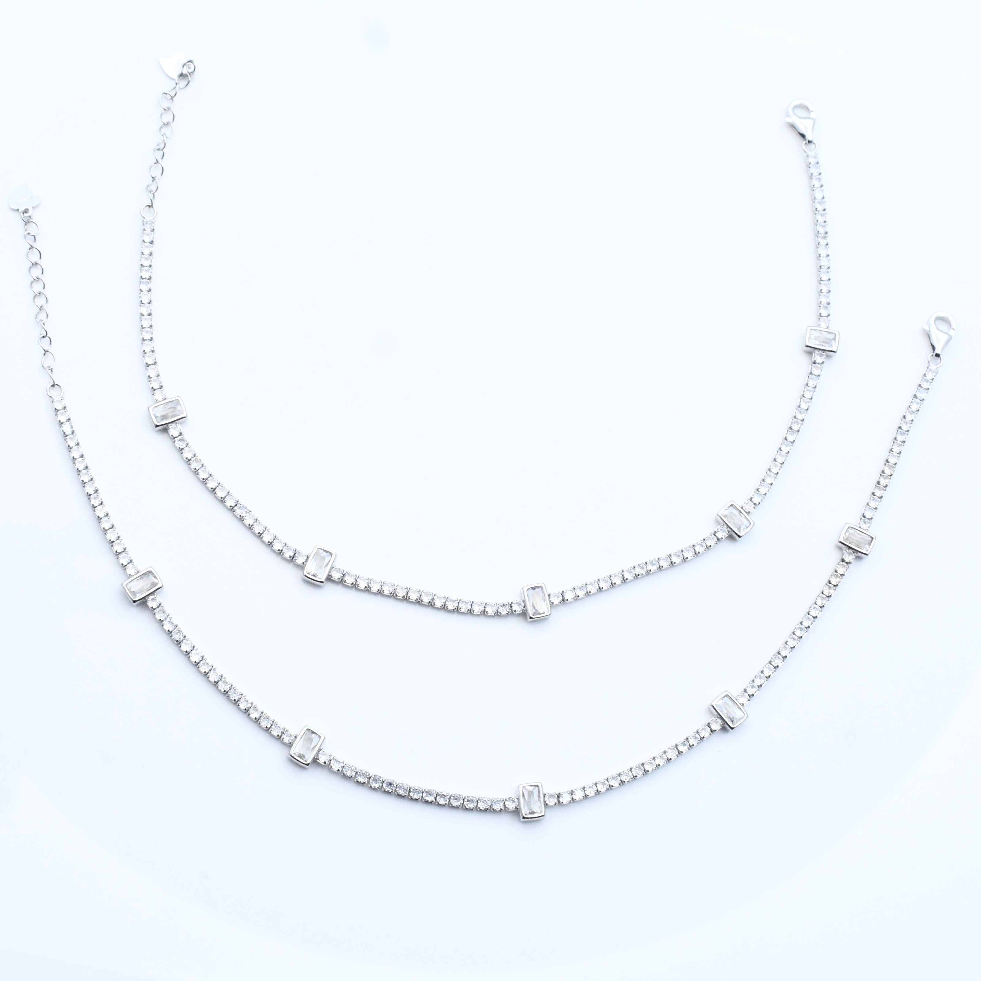 Rectangle Stone Silver Anklet