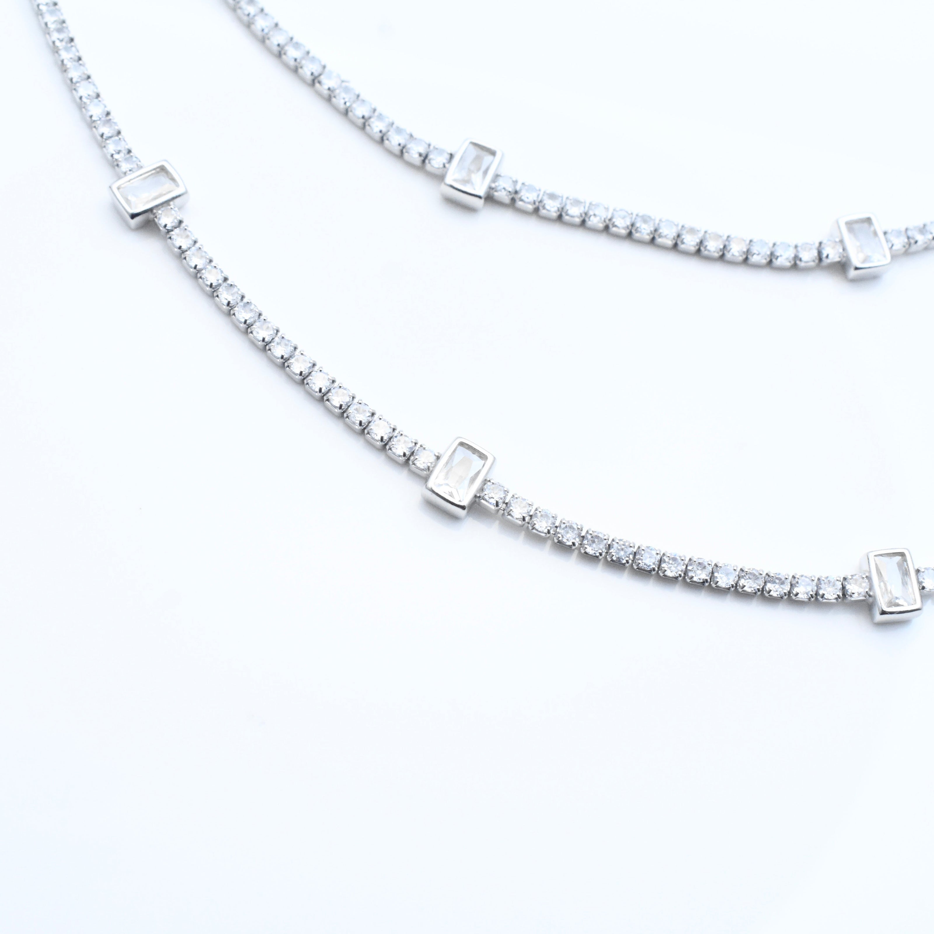 Rectangle Stone Silver Anklet