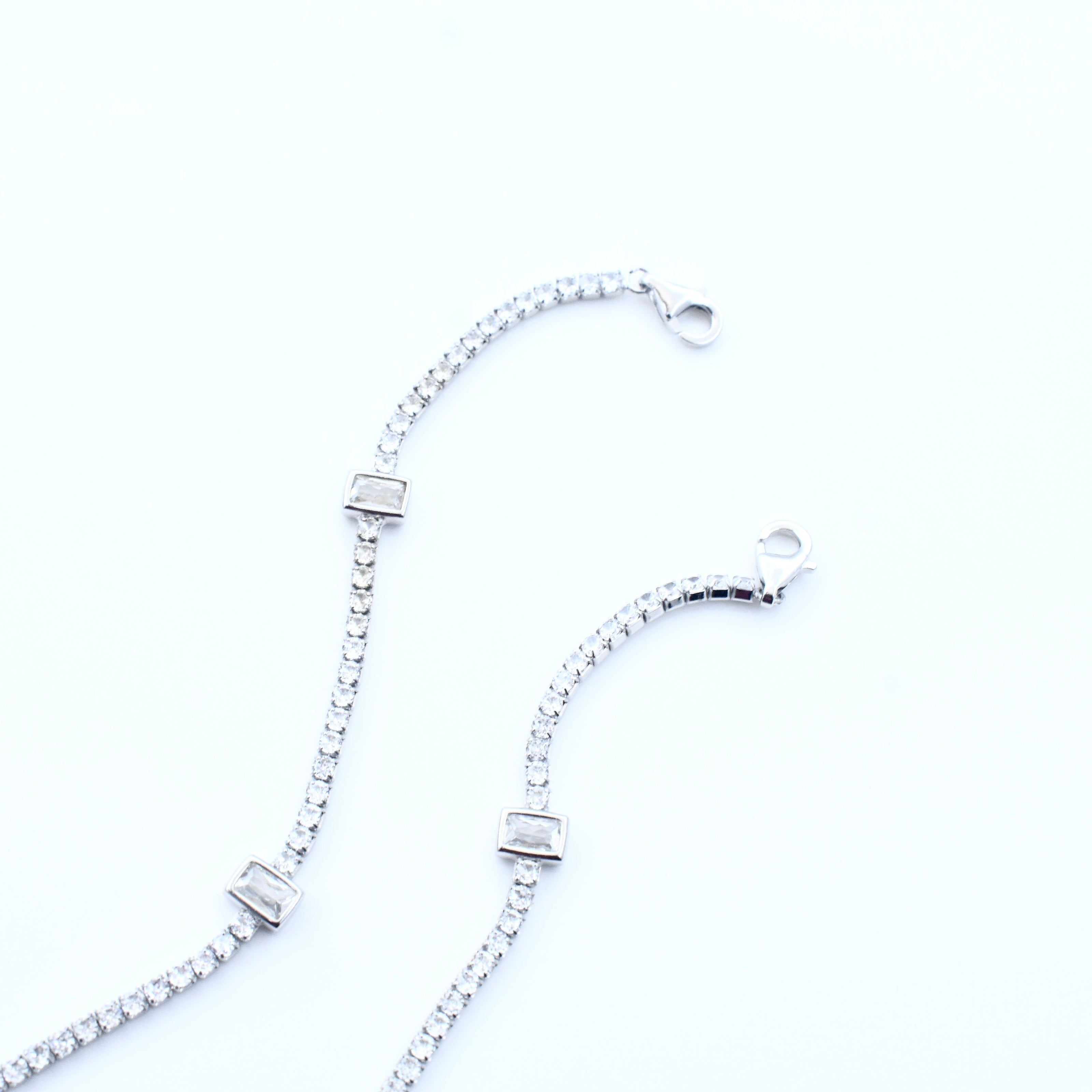 Rectangle Stone Silver Anklet