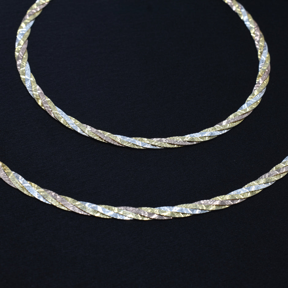 Diamond-Cut Twist Silver Anklet