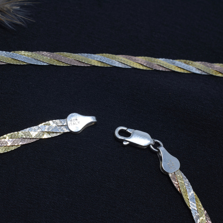 Diamond-Cut Twist Silver Anklet