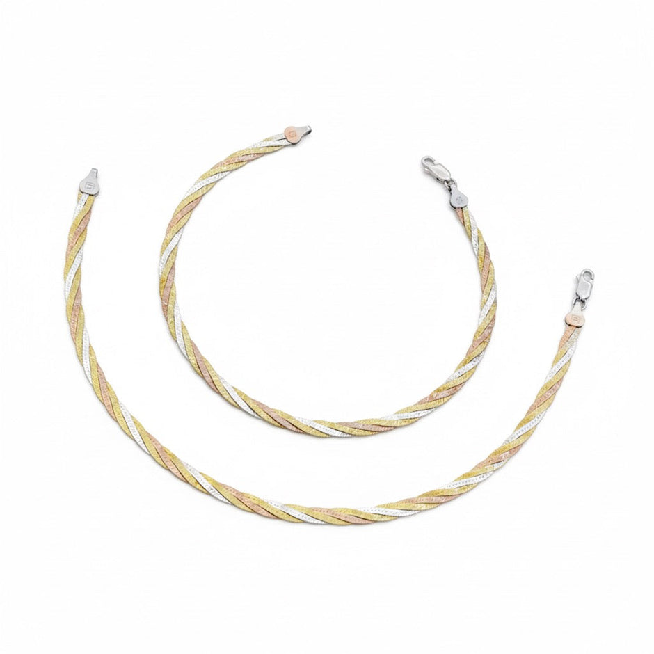 Diamond-Cut Twist Silver Anklet