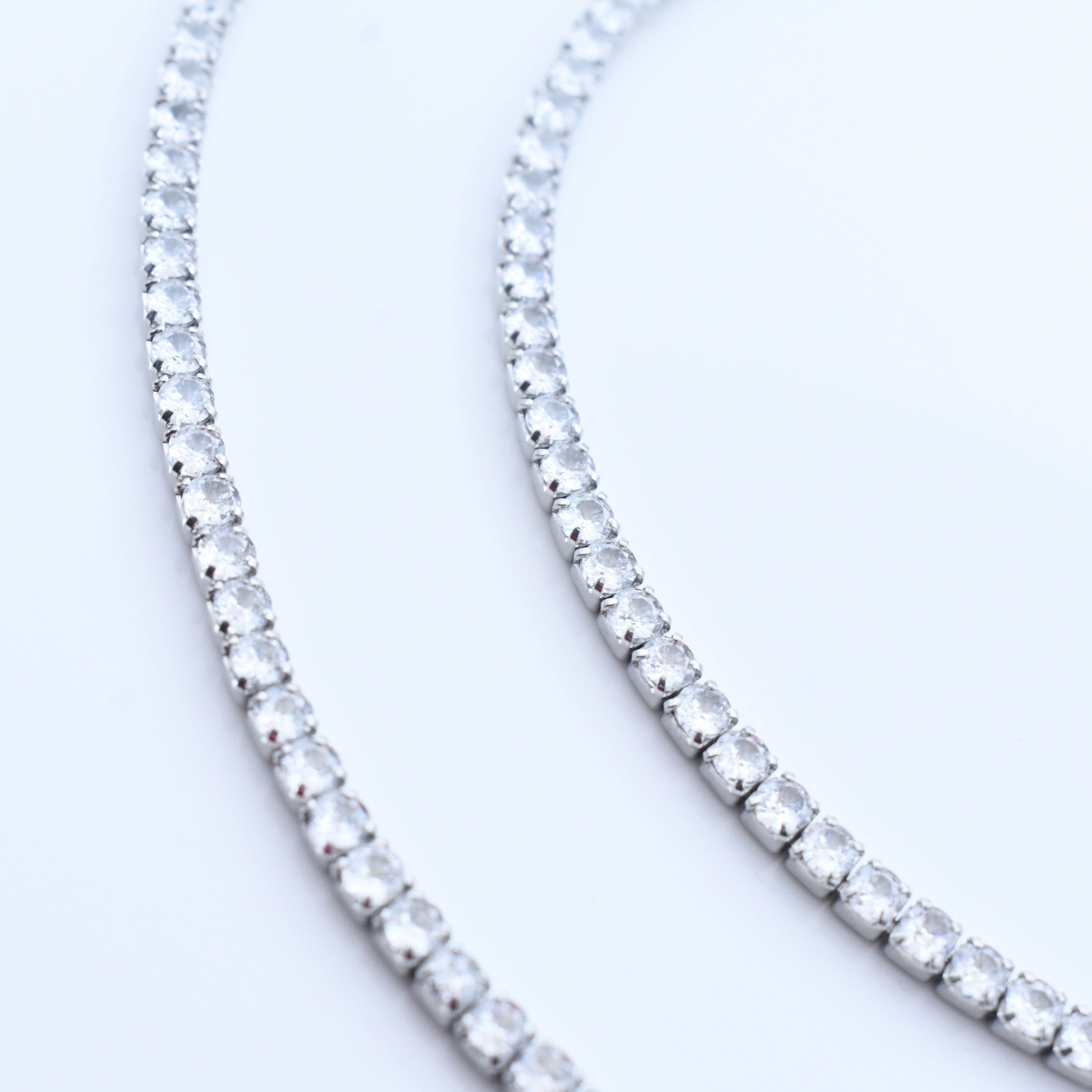 Double Row CZ Silver Anklet