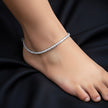 Double Row CZ Silver Anklet