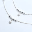 Teardrop Bead Sterling Silver Anklet with Charm
