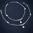 Teardrop Bead Sterling Silver Anklet with Charm
