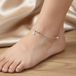 Teardrop Bead Sterling Silver Anklet with Charm