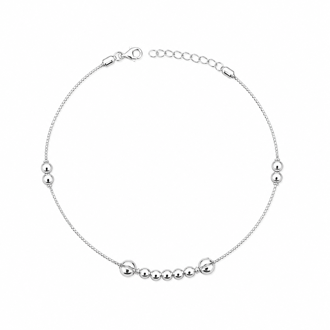 Radiant Bead 925 Silver Anklet