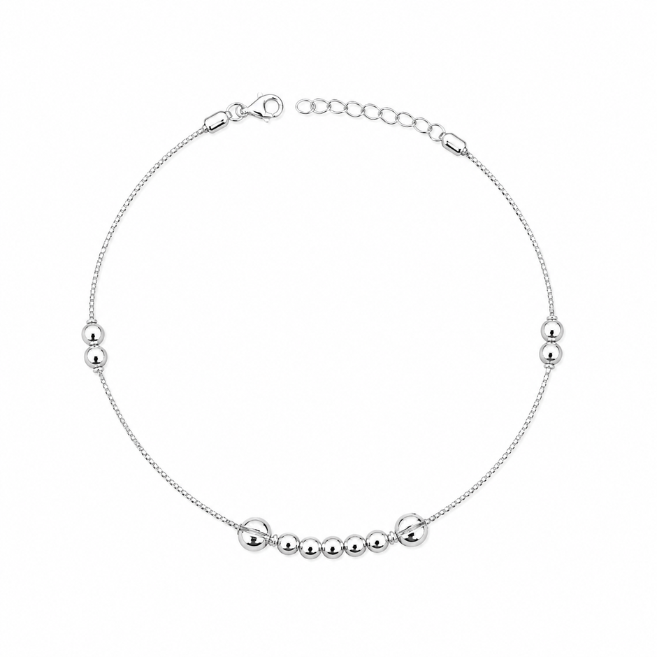 Radiant Bead 925 Silver Anklet