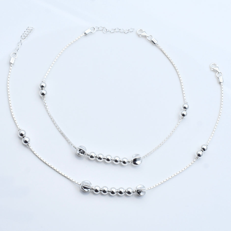 Compact Link Silver Anklet