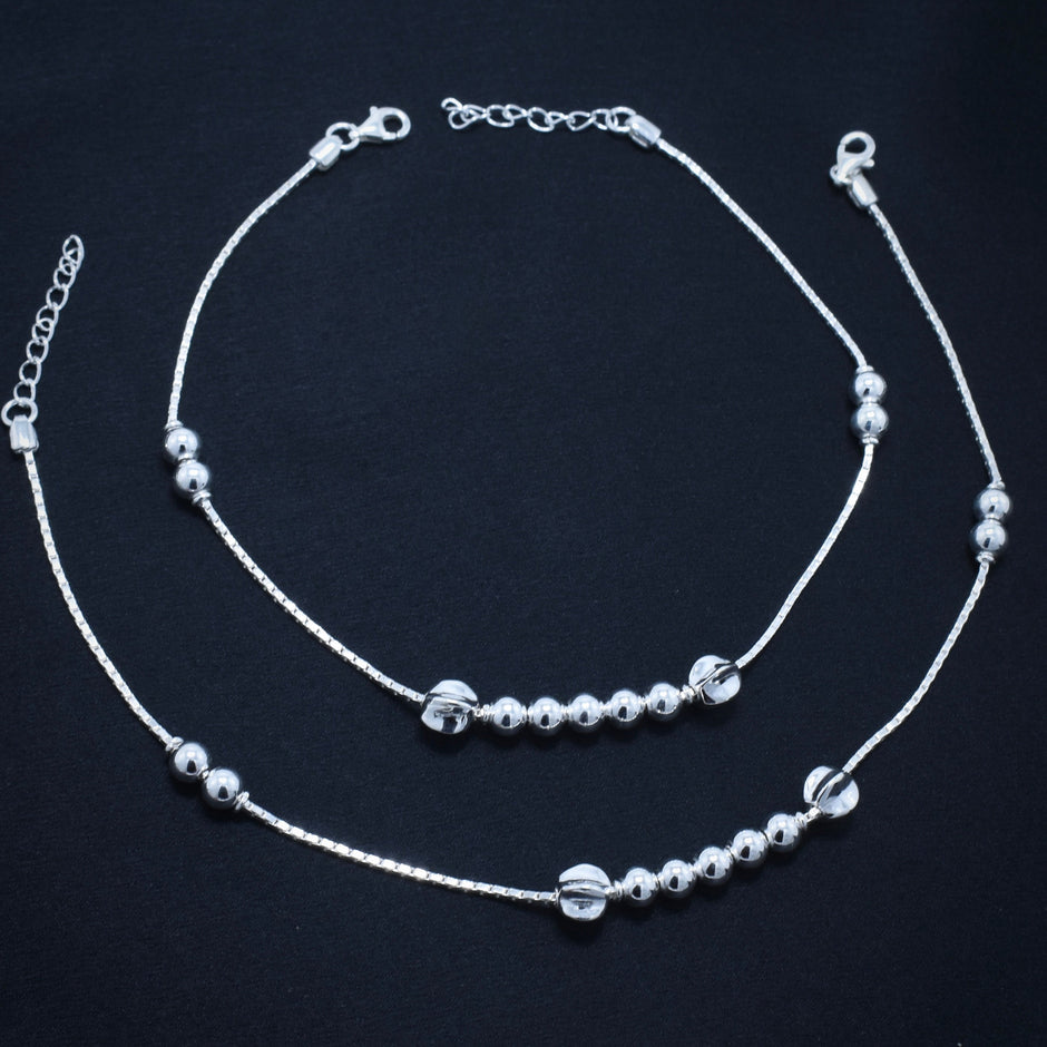 Compact Link Silver Anklet