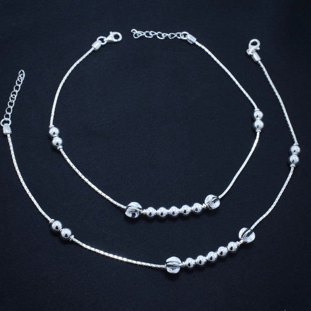 Compact Link Silver Anklet
