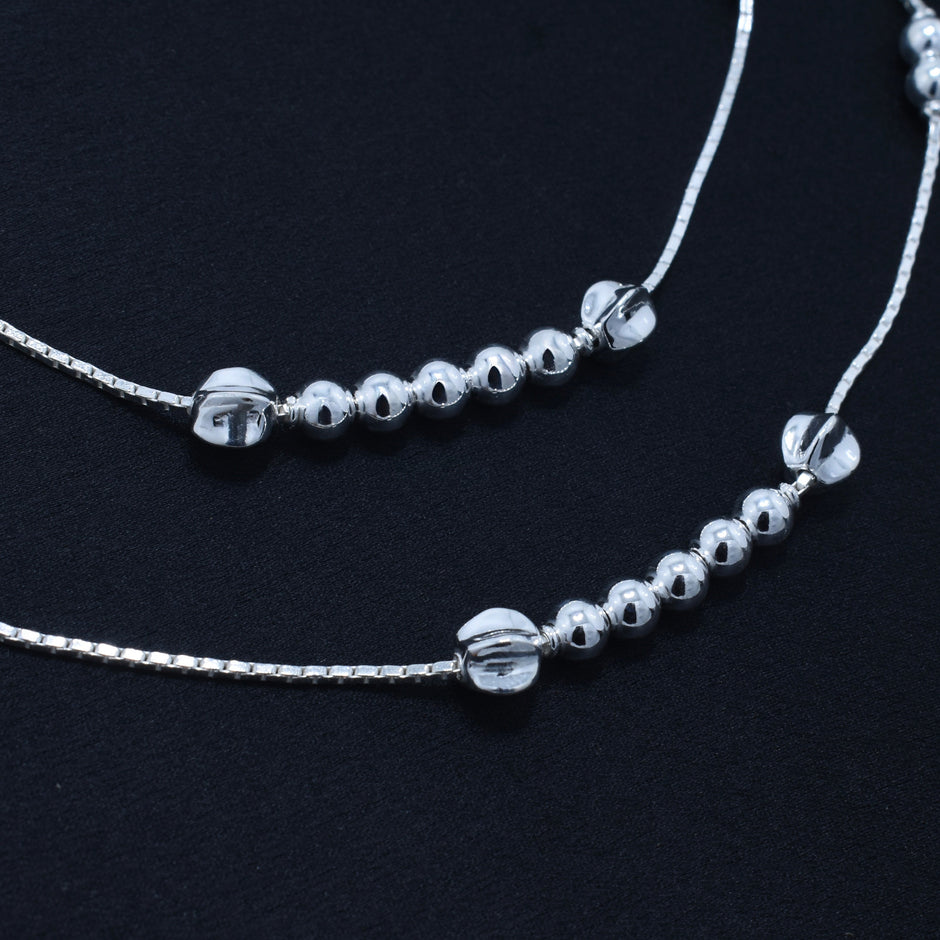 Compact Link Silver Anklet