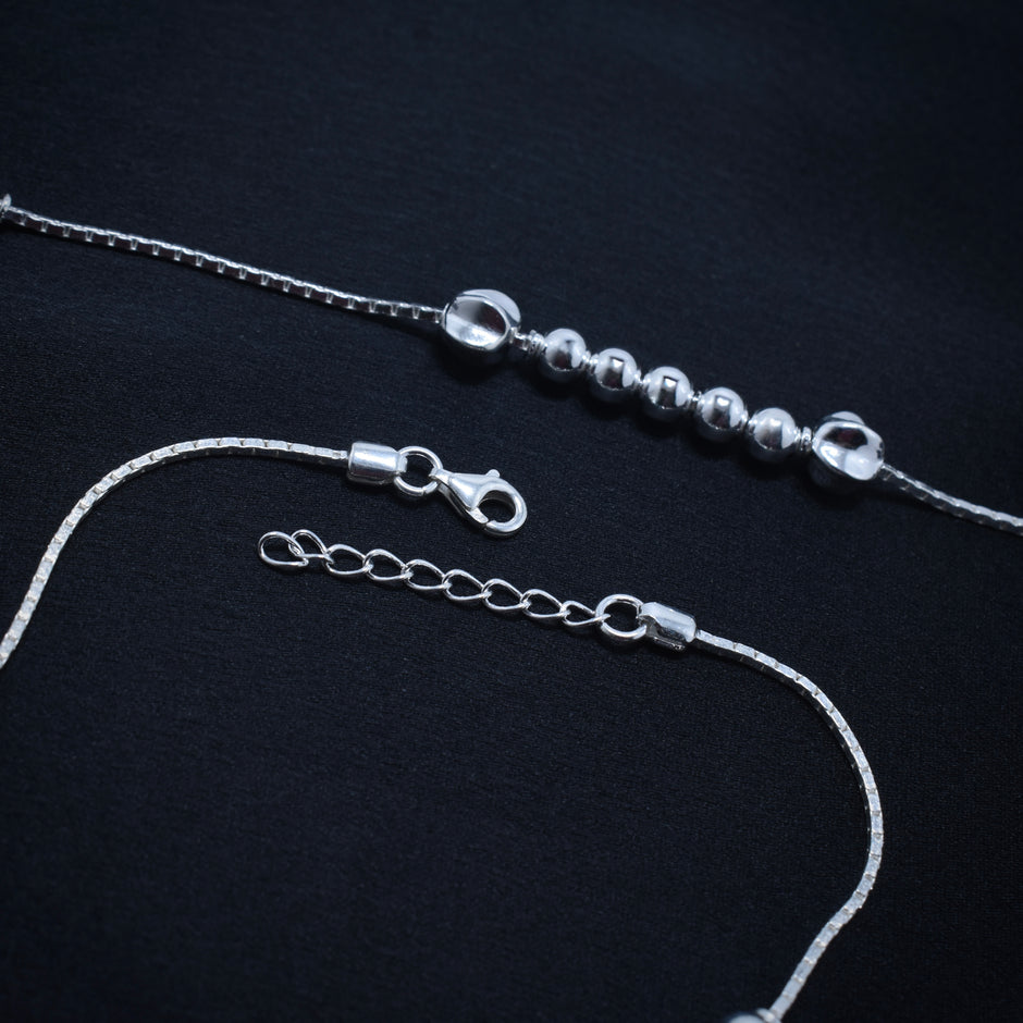 Radiant Bead 925 Silver Anklet