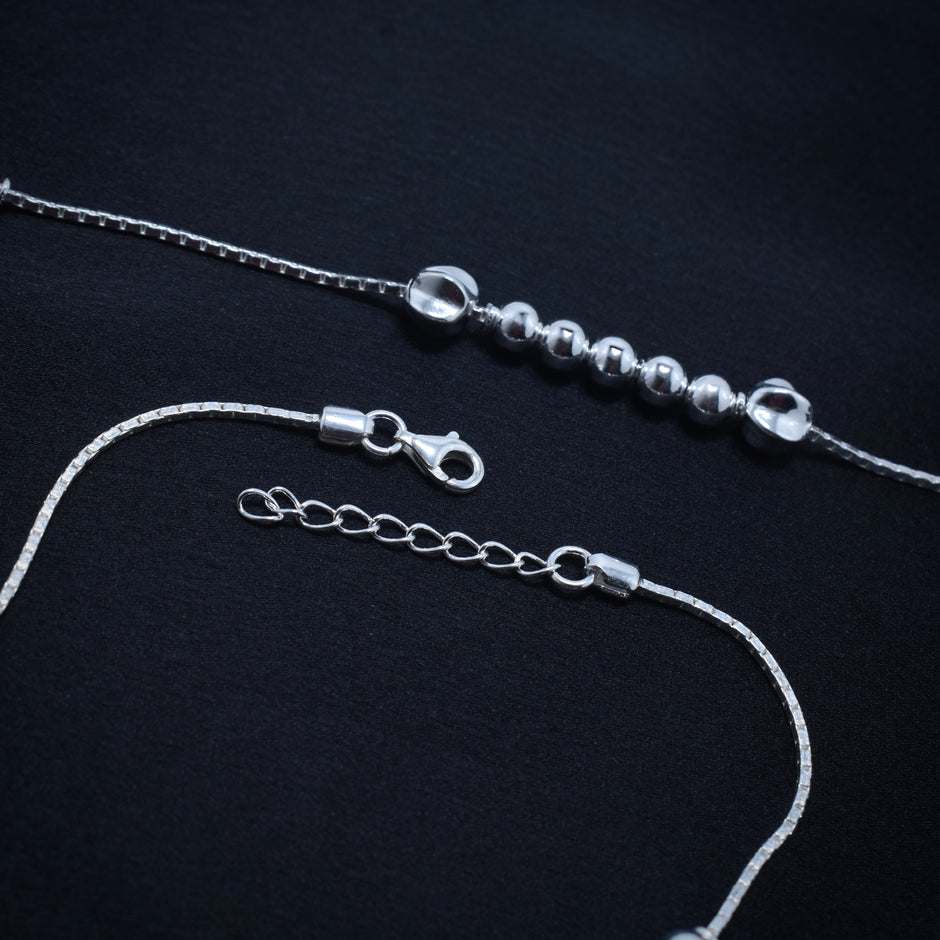 Compact Link Silver Anklet
